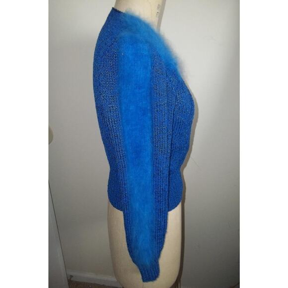Vintage 80's Handmade Cobalt Blue Knit Sweater - Picture 9 of 10